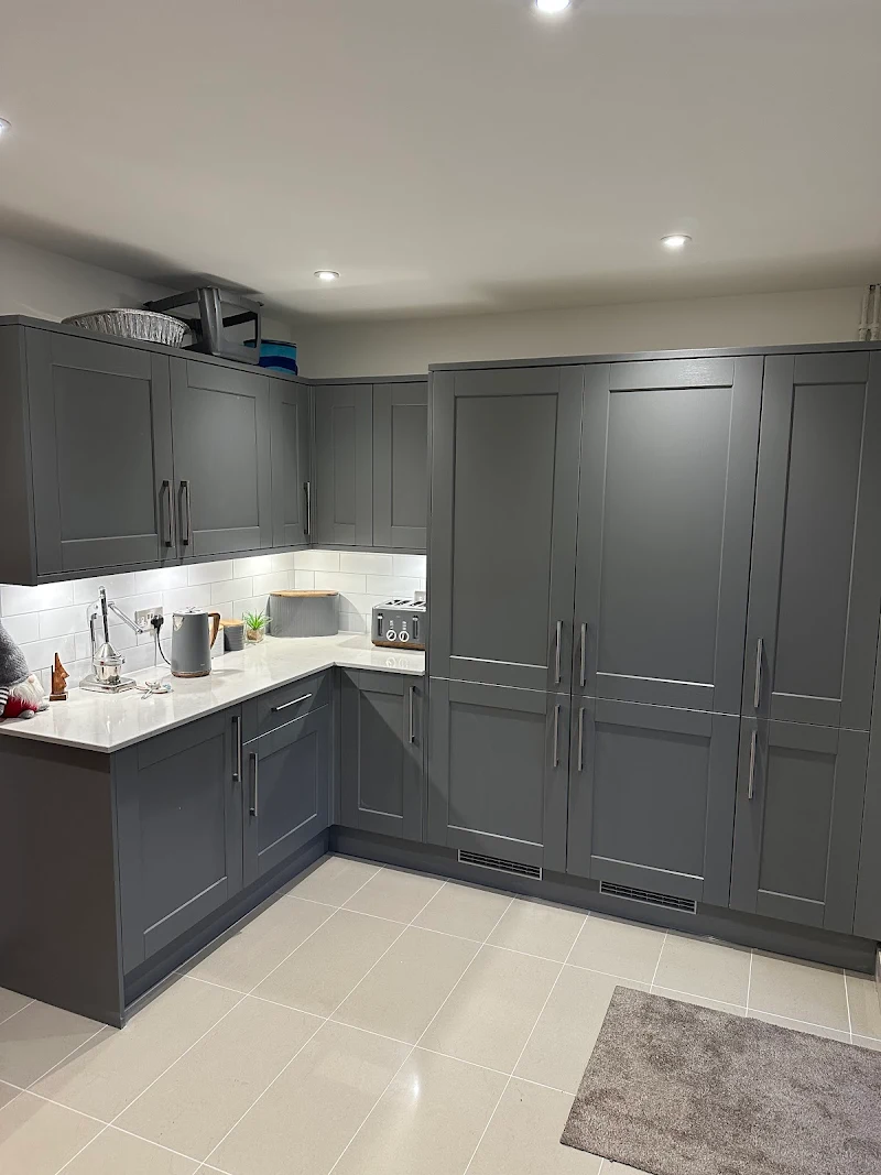 Dark grey shaker kitchen installation